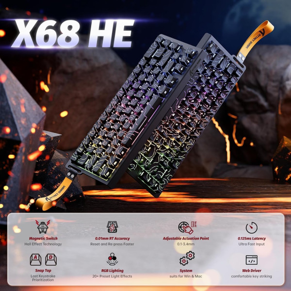 ATTACK SHARK X68 HE Black Contours (Magnetic Switch) 1